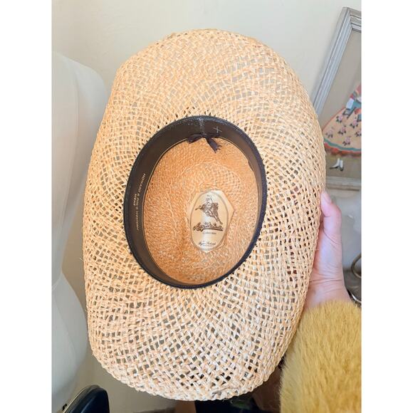 VTG Larry Mahan\'s Collection Straw Cowboy Hat Size 7 1/8 Western Made in Texas main image 9